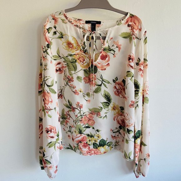 Forever 21 Pink Blush Roses Floral Blouse - Picture 1 of 3